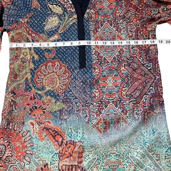Soft Surroundings Boho Agra Tunic Top Paisley Floral Print Blouse - Sz XSP - Picture 15 of 15